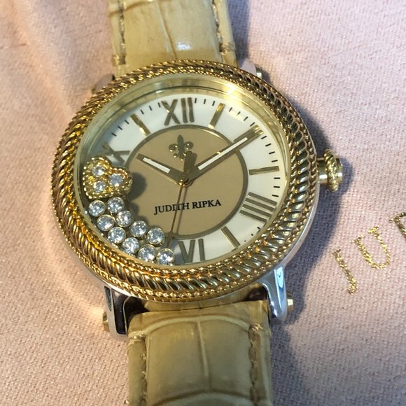JUDITH RIPKA Odyssey Floating Heart Diamonique Charm Watch main image 9